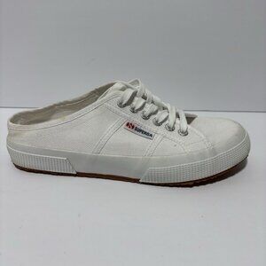 Superga Women’s 2402 White Slip-On Mule, Side 8 M